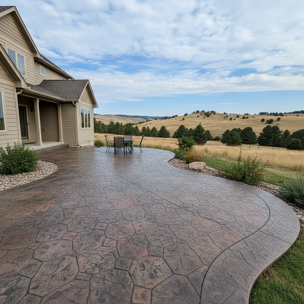 Completed stamped concrete work at a residential property in Rapid City, SD