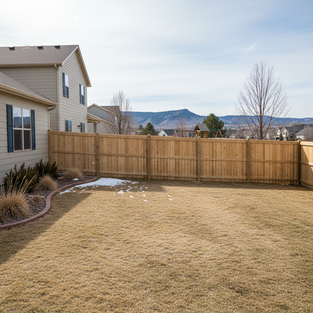Completed wood fence installation work at a residential property in Rapid City, SD