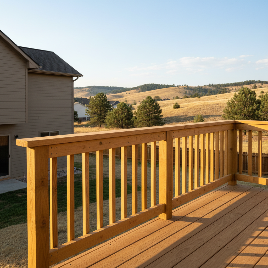 Completed deck railing installation work at a residential property in Rapid City, SD