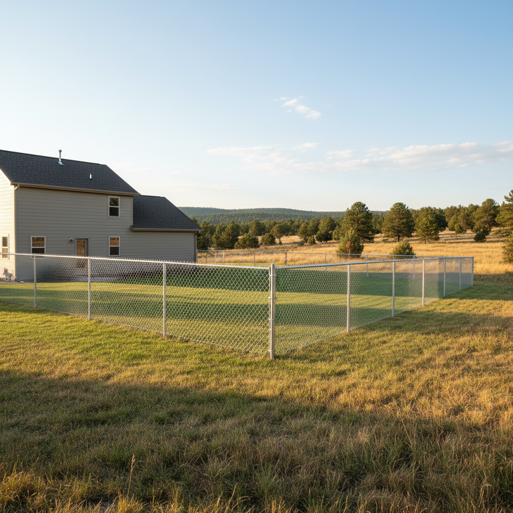 Completed chain link fence installation work at a residential property in Spearfish, SD