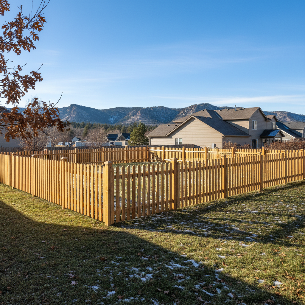 Completed wood fence installation work at a residential property in Rapid City, SD