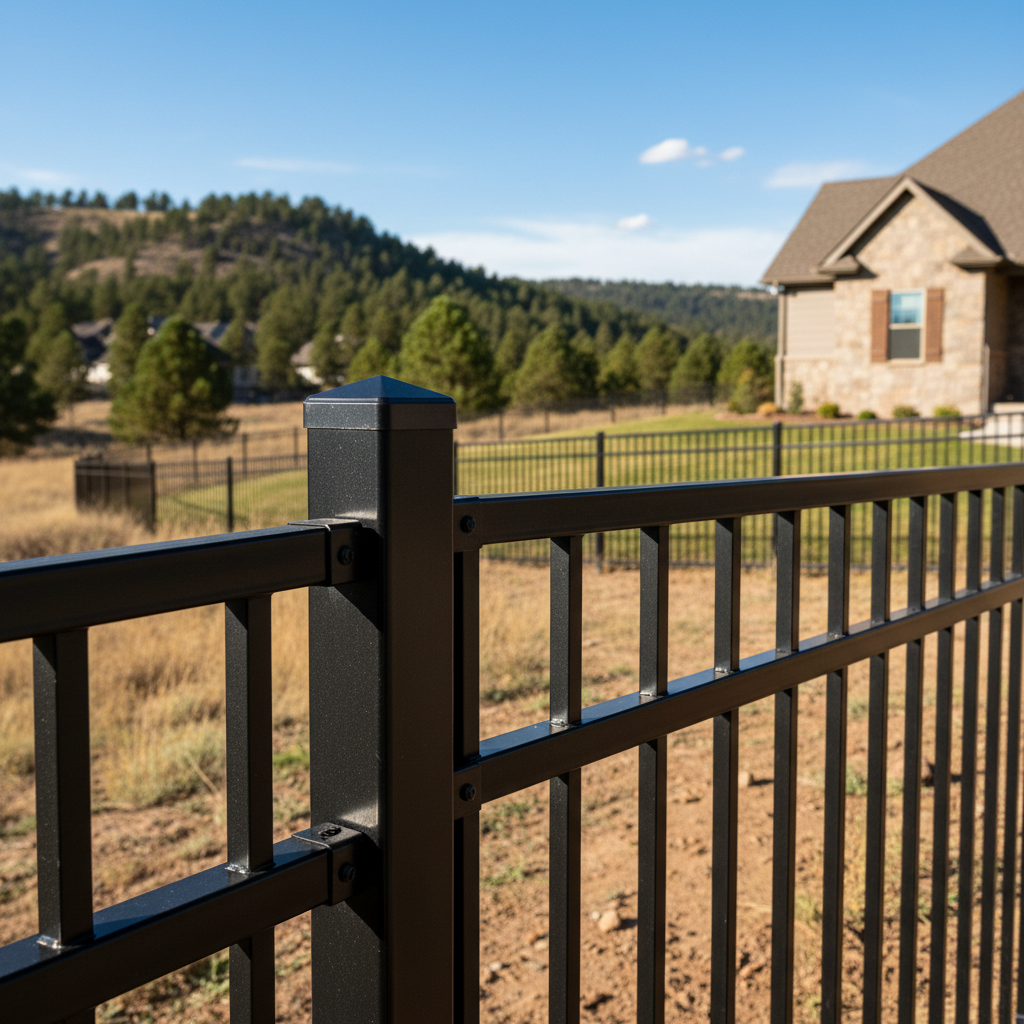 Completed aluminum fence installation work at a residential property in Rapid City, SD