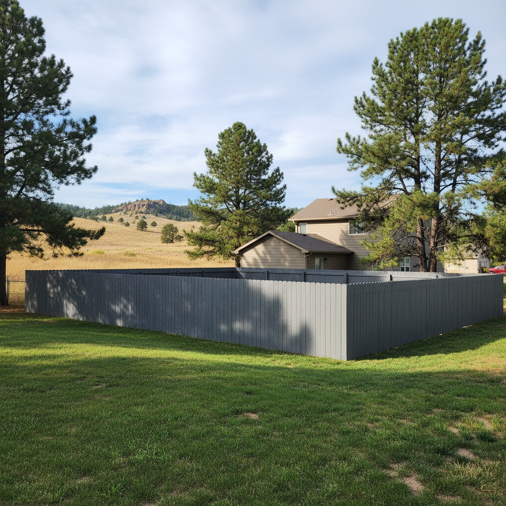 Completed fence painting work at a residential property in Rapid City, SD