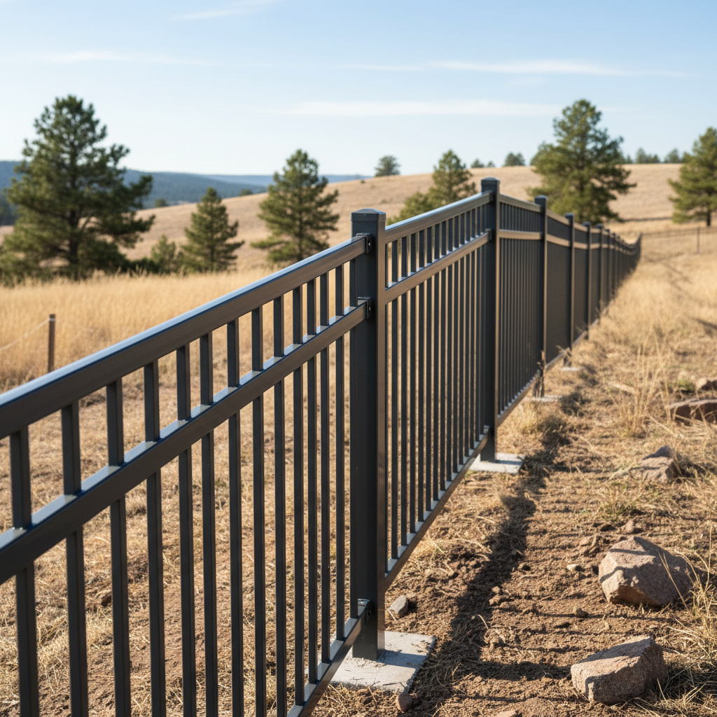 Completed aluminum fence installation work at a residential property in Rapid City, SD