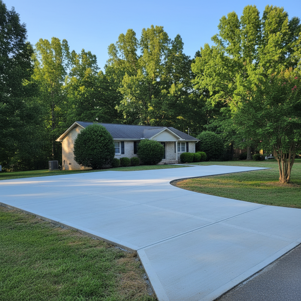 Completed concrete flatwork work at a residential property in Rogersville, TN