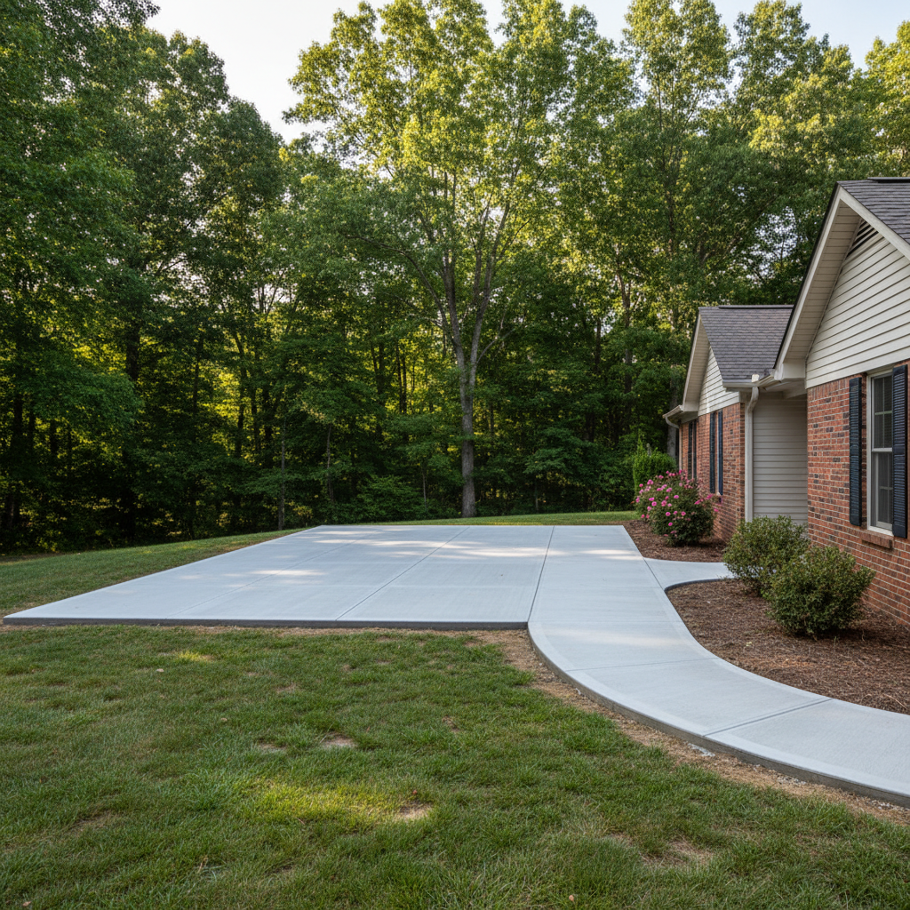 Completed concrete installation work at a residential property in Kingsport, TN