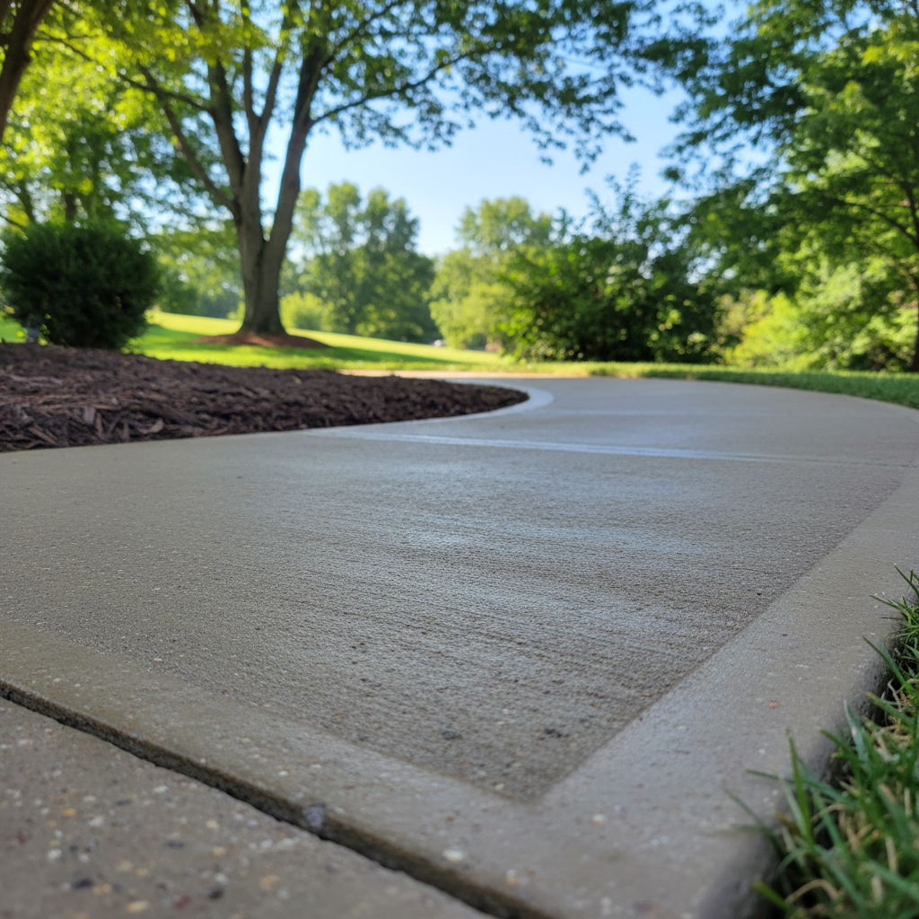 Completed concrete sidewalks work at a residential property in Sevierville, TN
