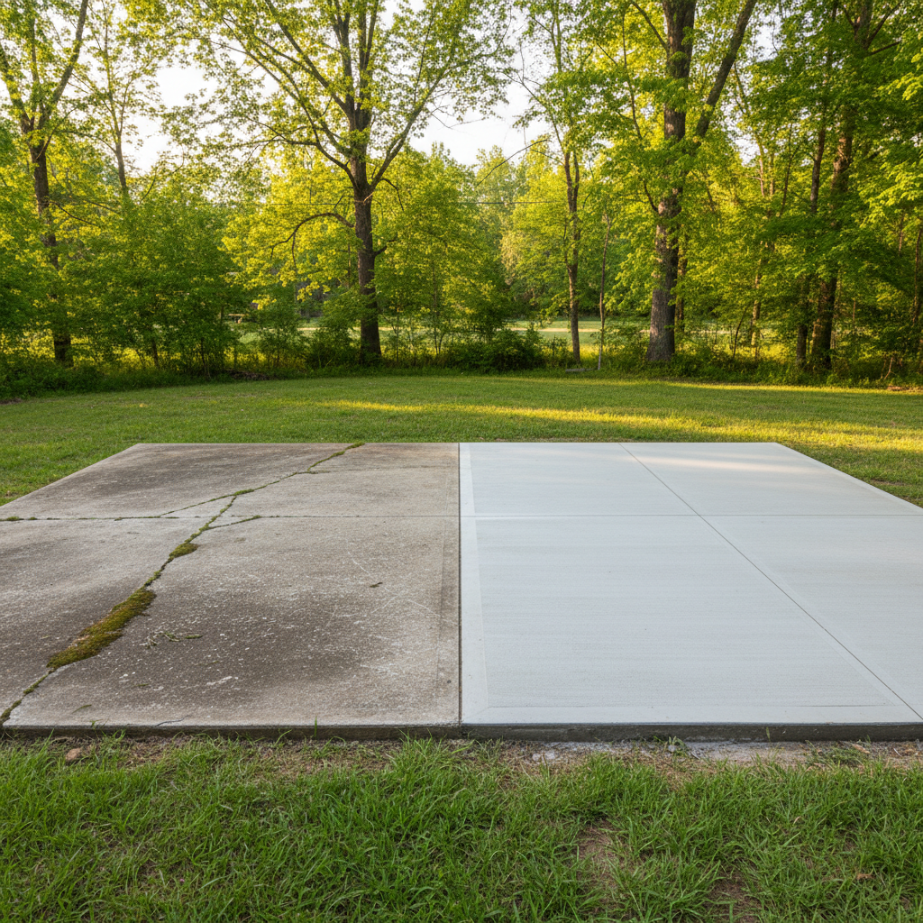 Completed concrete patios work at a residential property in Jackson, TN