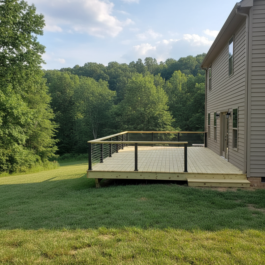 Completed deck railing installation work at a residential property in Norris, TN