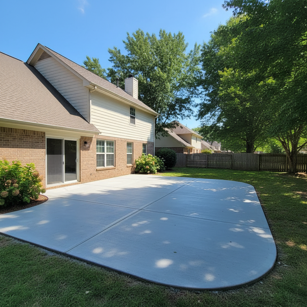 Completed concrete patios work at a residential property in Jackson, TN