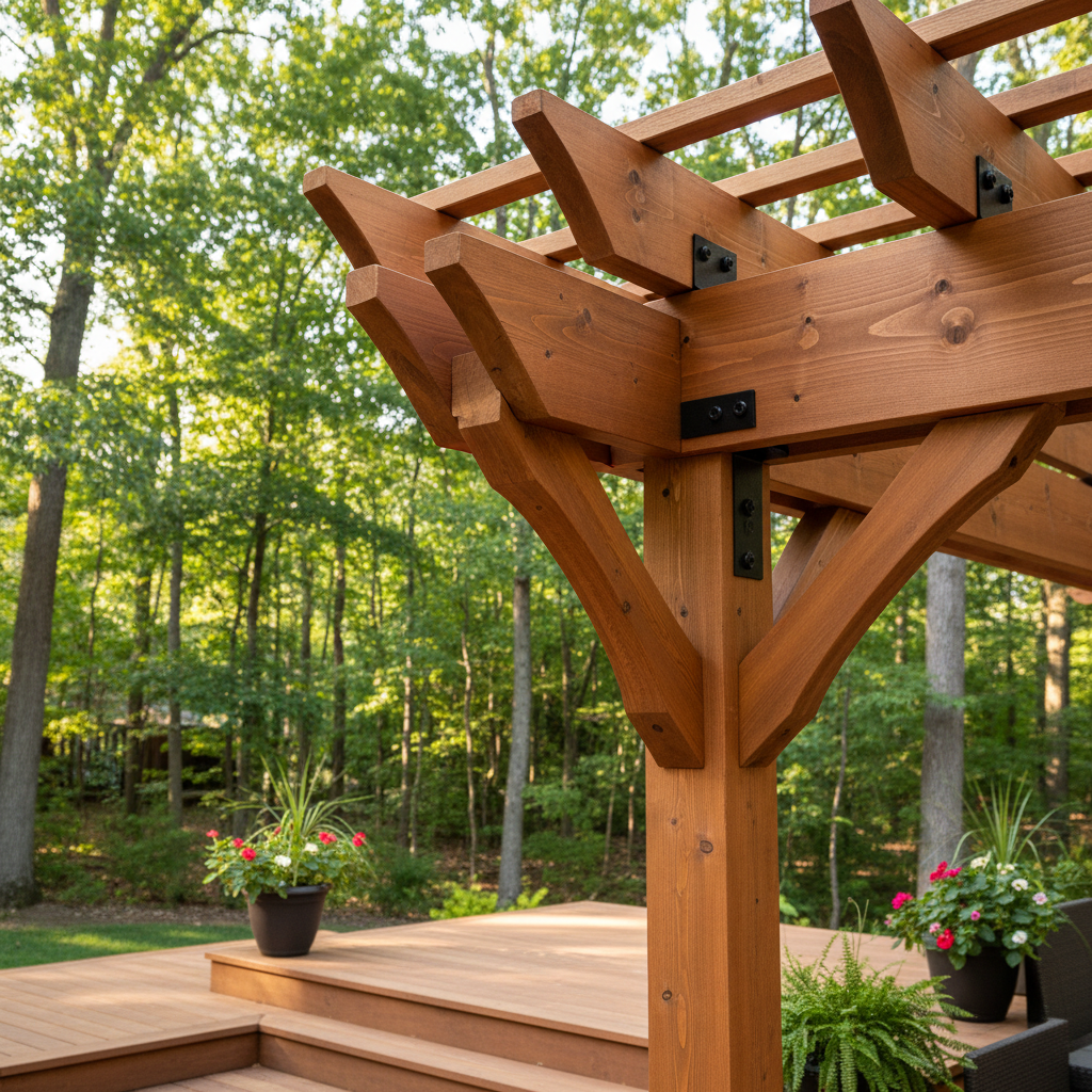 Completed pergola construction work at a residential property in Knoxville, TN