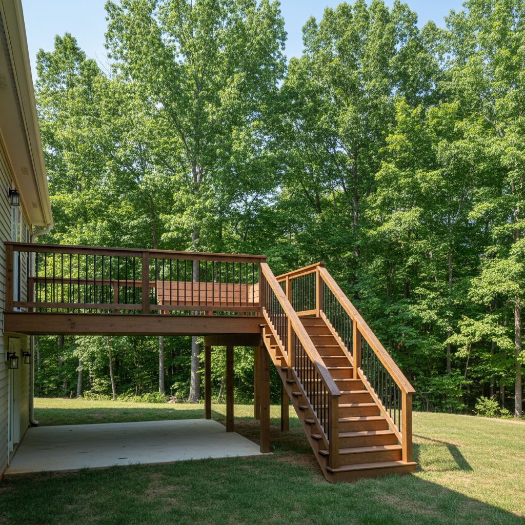 Completed deck construction work at a residential property in Loudon, TN