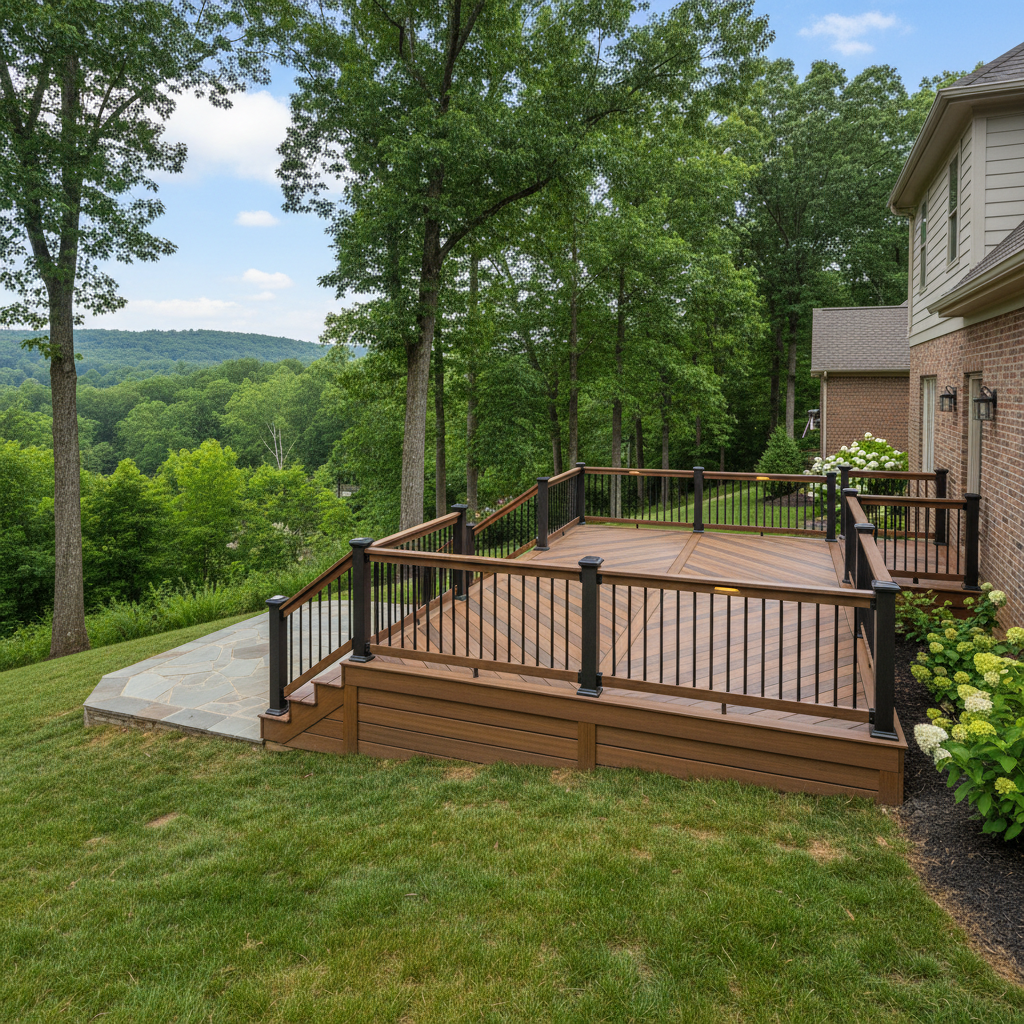 Completed composite decks work at a residential property in Oak Ridge, TN