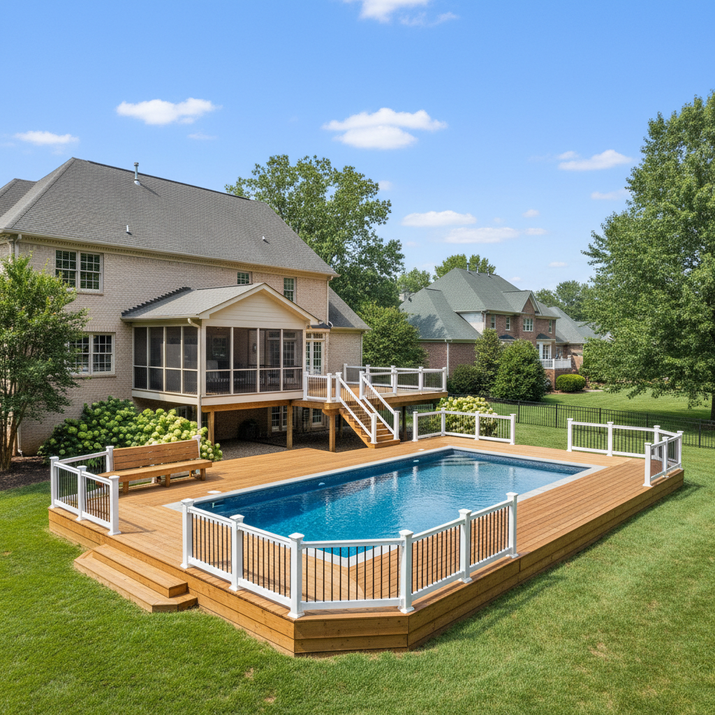 Completed pool decks work at a residential property in Rockford, TN