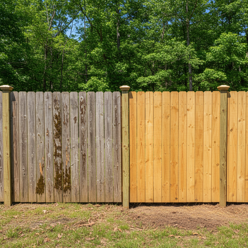 Completed fence repair work at a residential property in Sevierville, TN