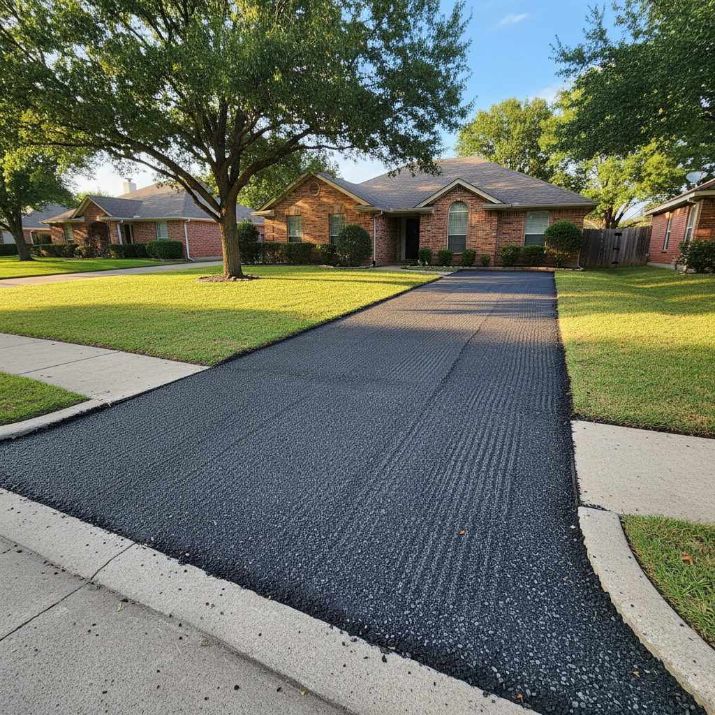 Completed asphalt milling work at a residential property in Arlington, TX