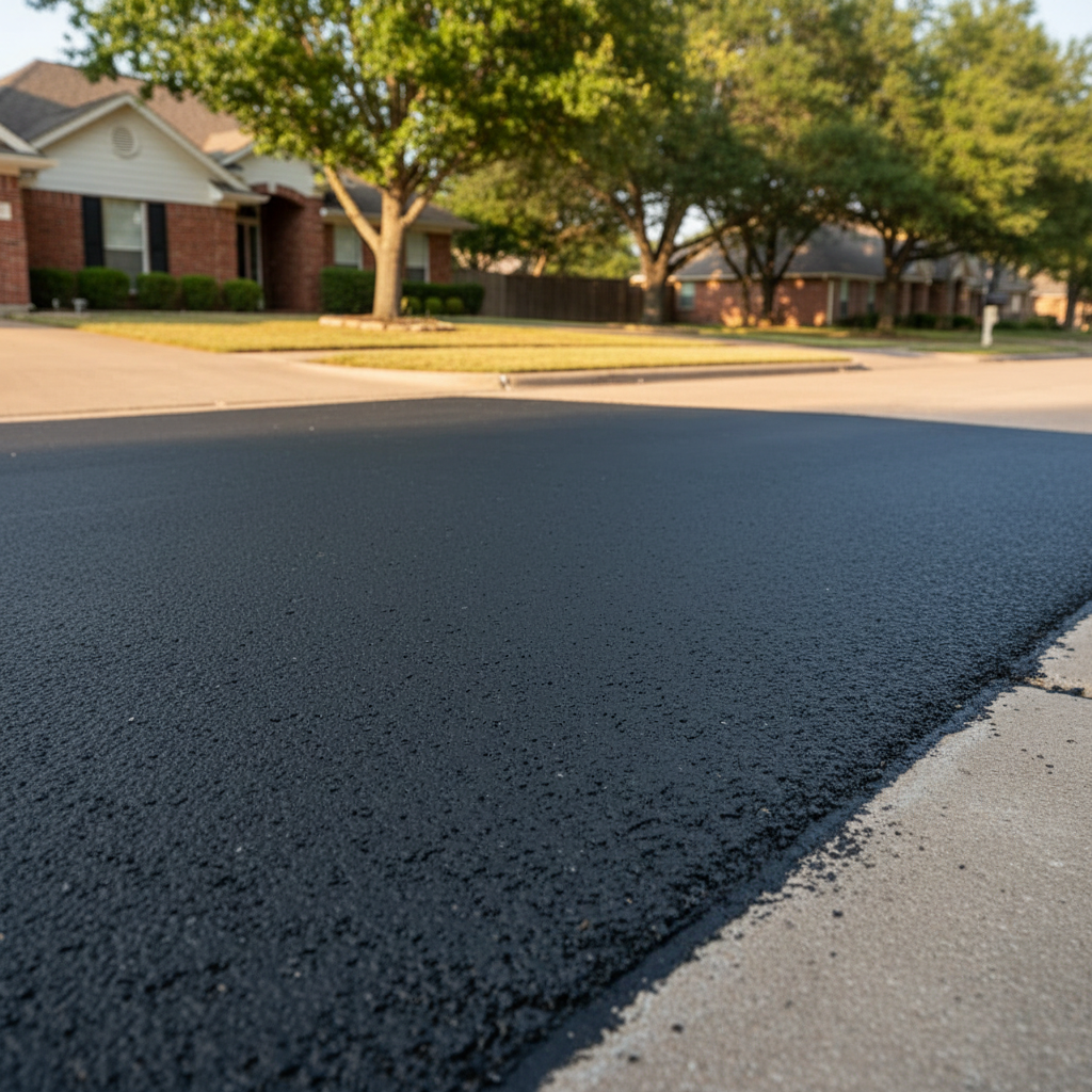 Completed asphalt repair work at a residential property in Victoria, TX