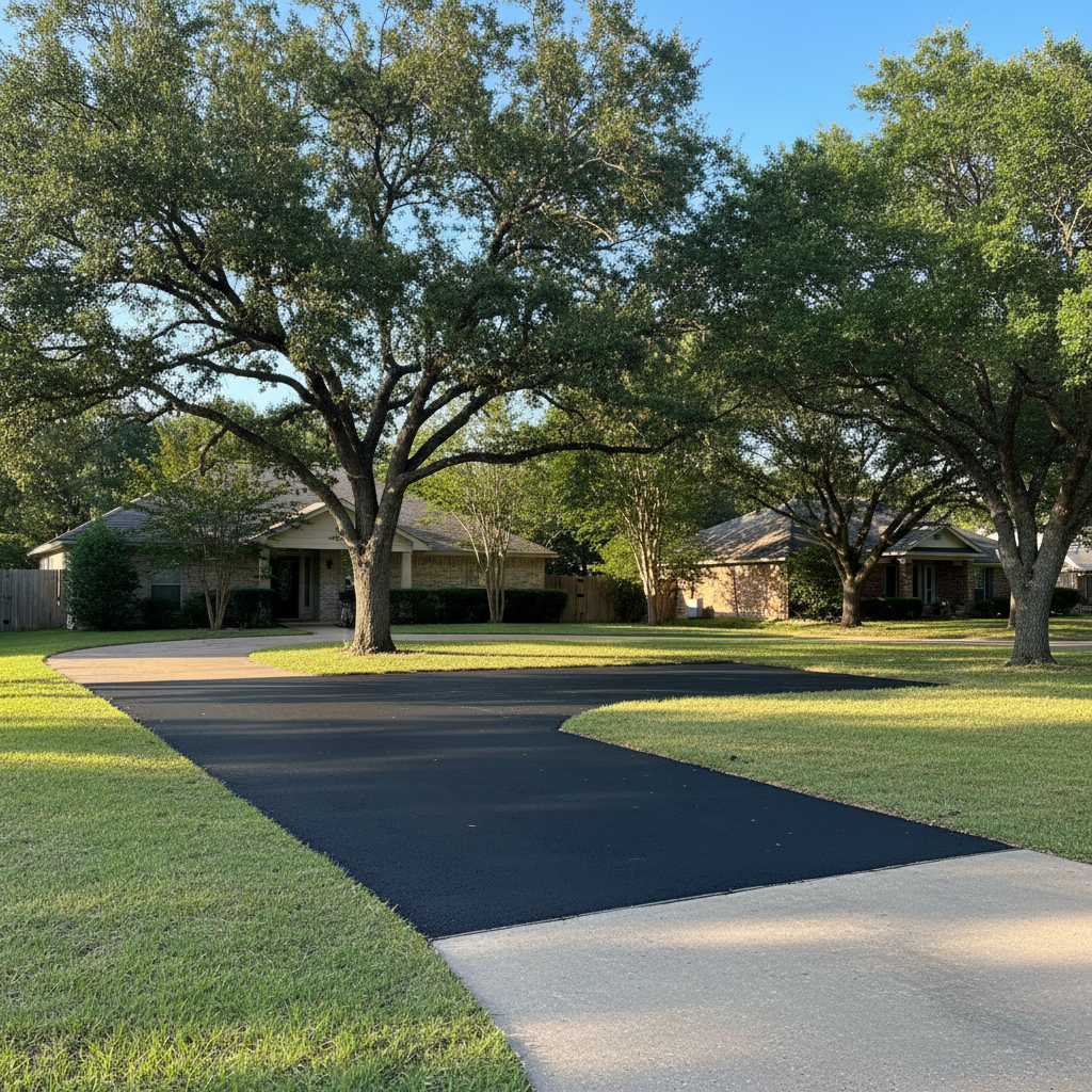 Completed asphalt repair work at a residential property in Victoria, TX