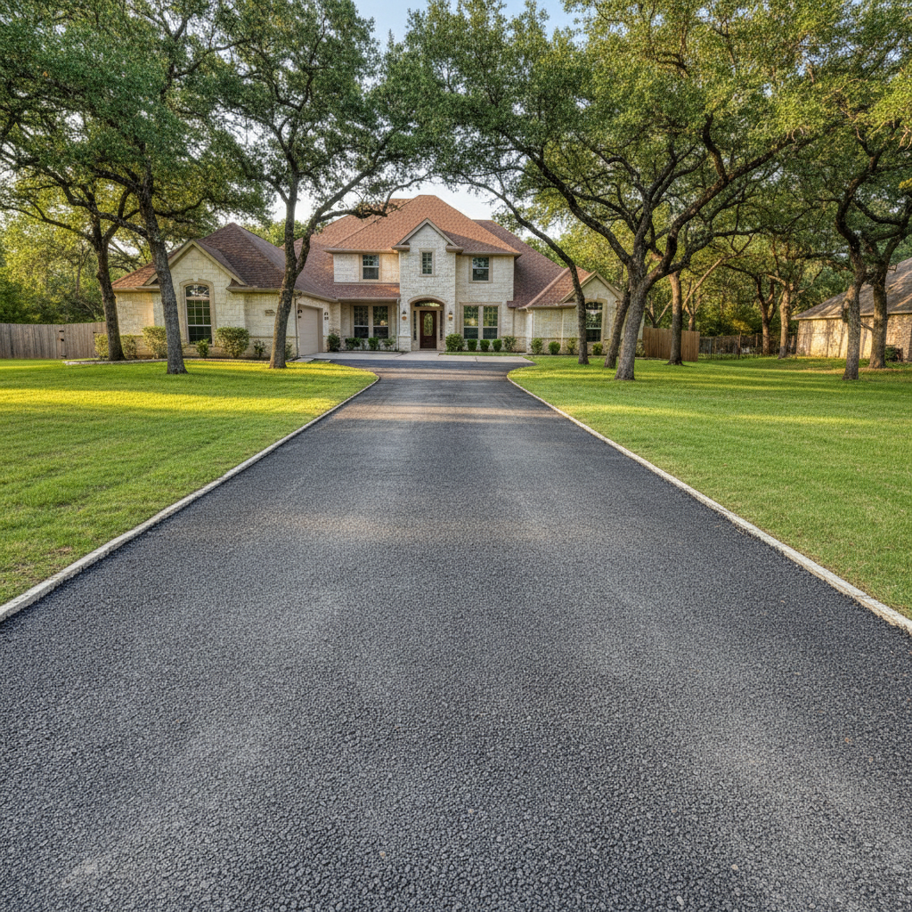 Completed asphalt milling work at a residential property in Fredericksburg, TX