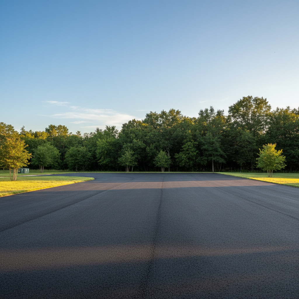 Completed parking lot paving work at a residential property in New Braunfels, TX