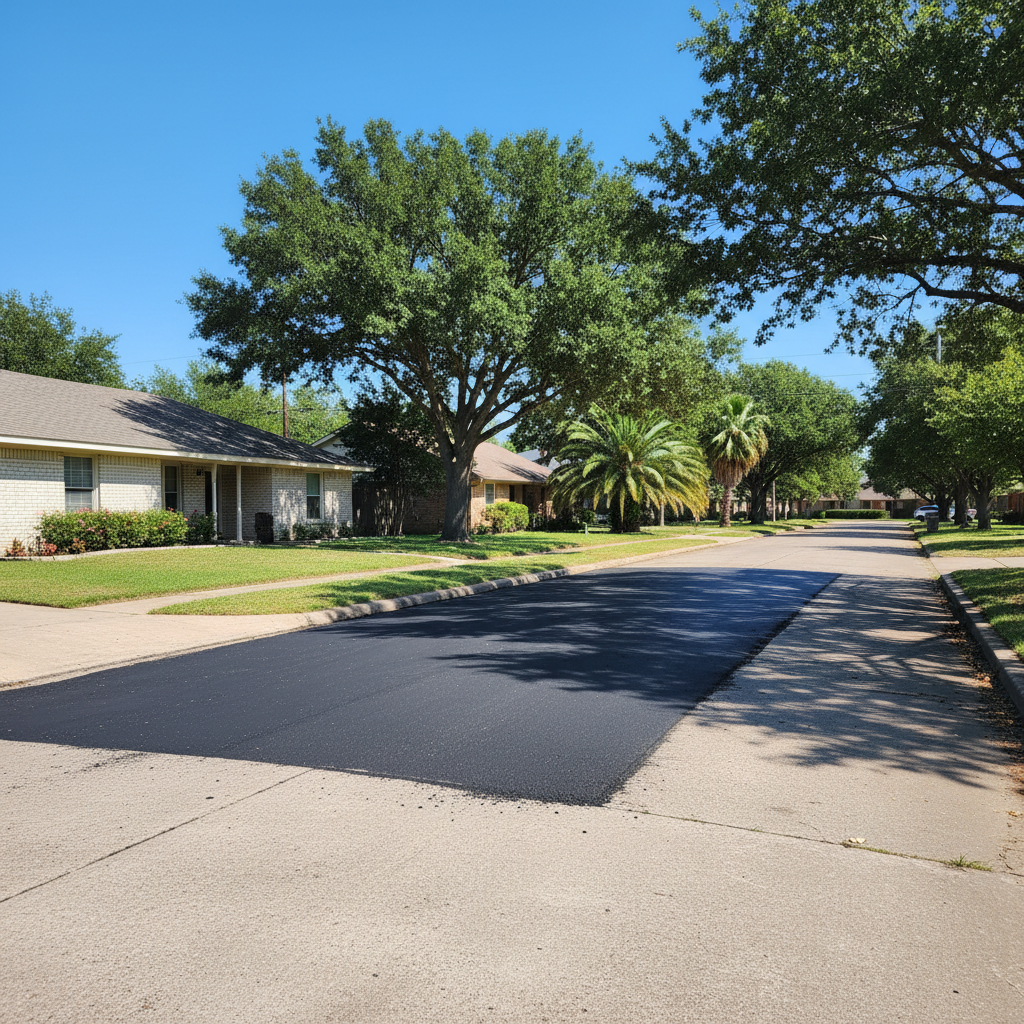 Completed asphalt patching work at a residential property in Kyle, TX