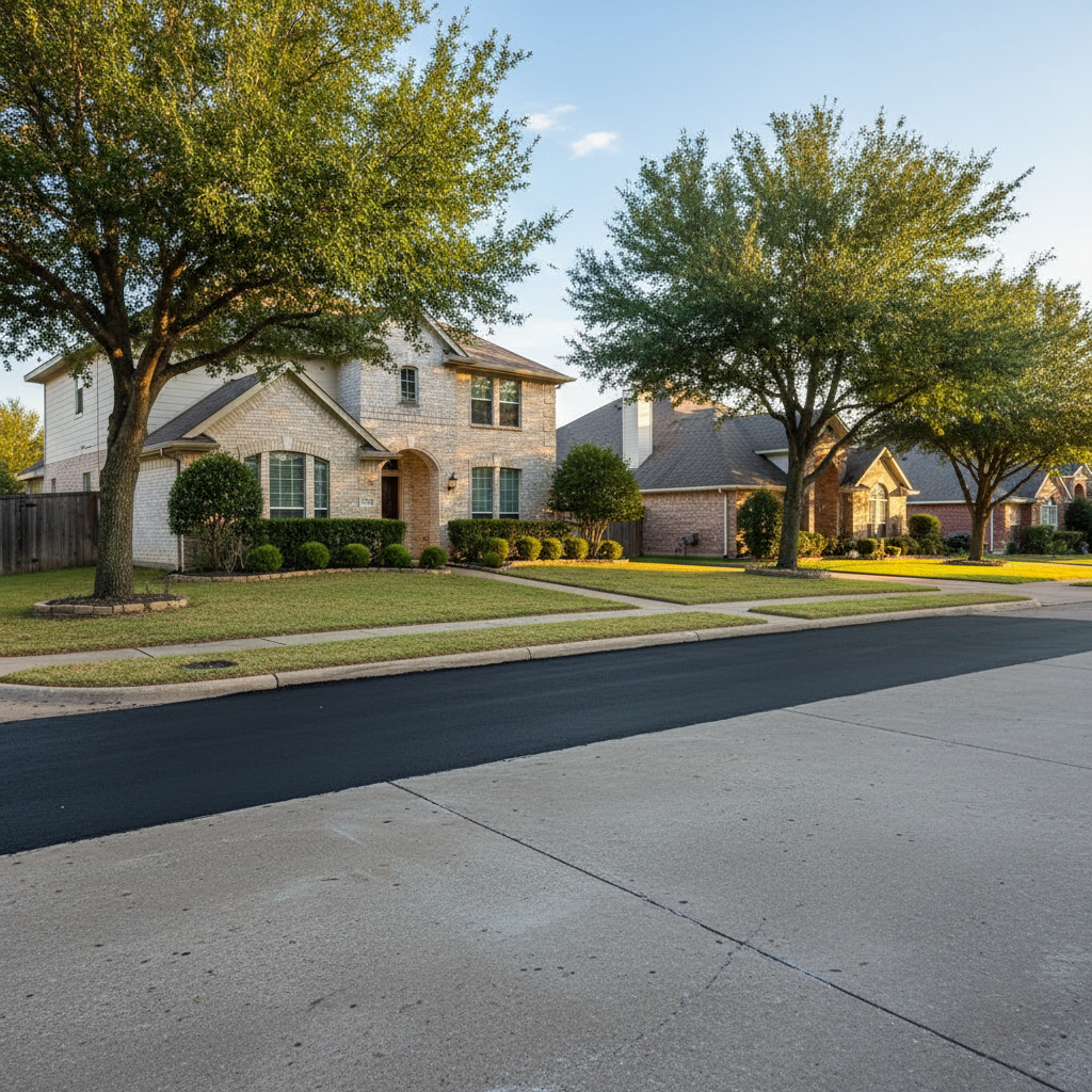 Completed asphalt patching work at a residential property in Kyle, TX