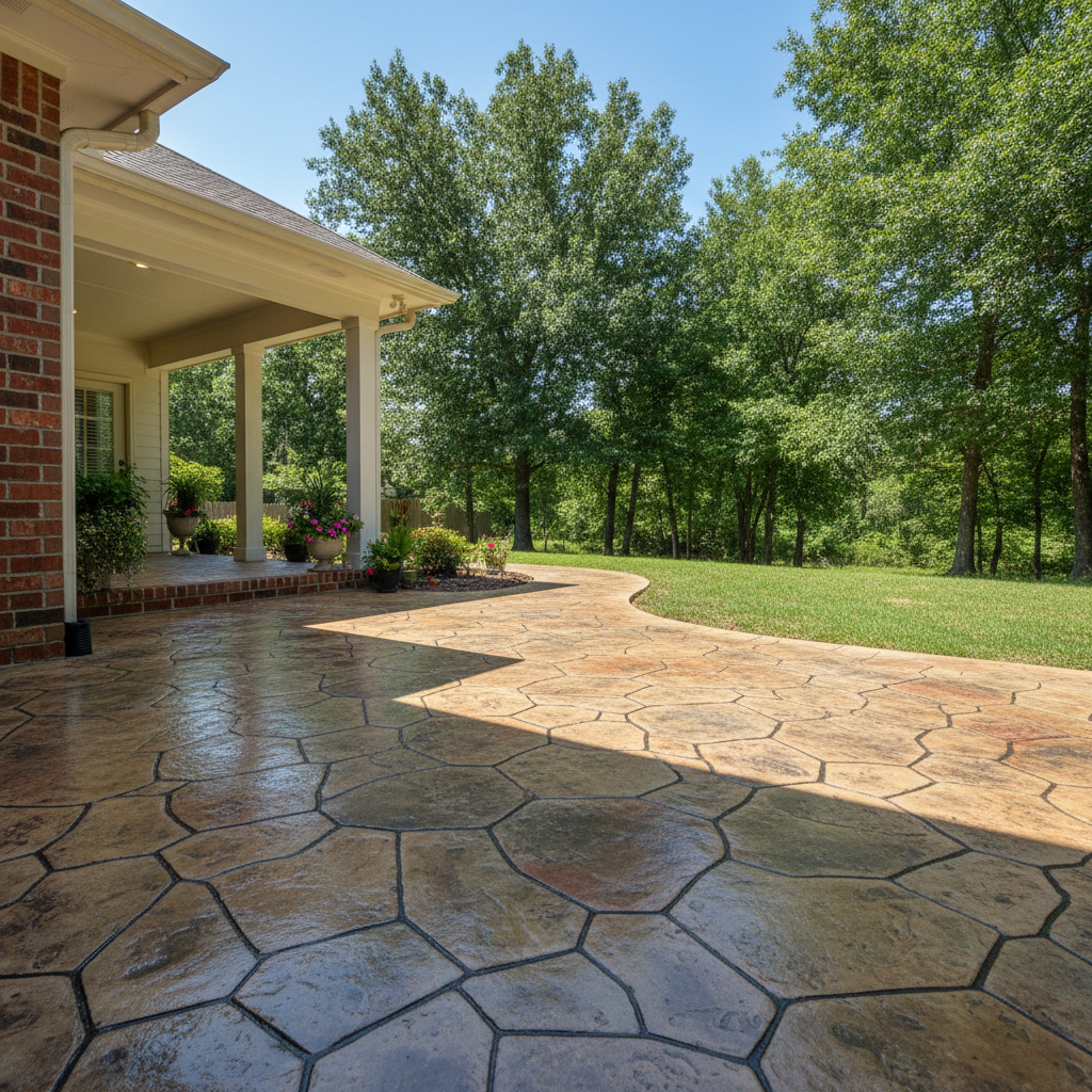 Completed stamped concrete work at a residential property in Waco, TX