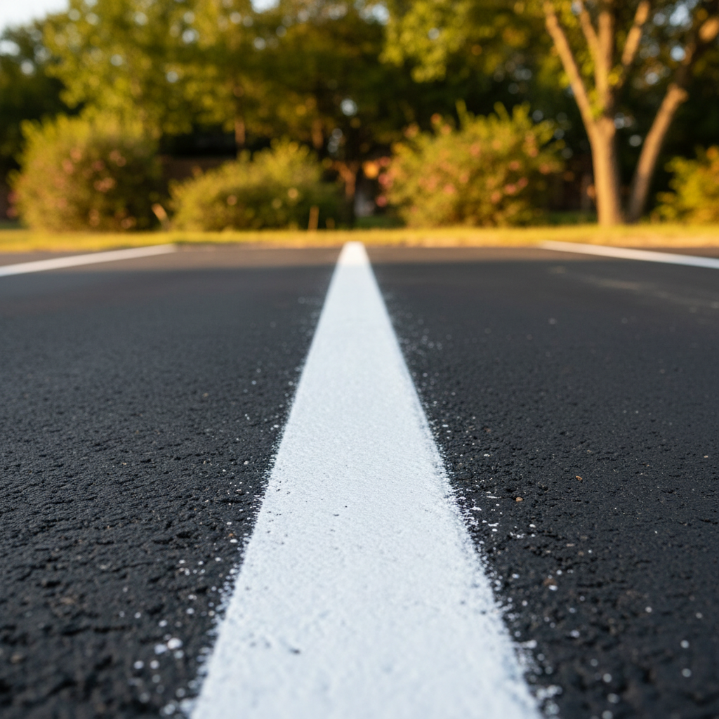 Completed asphalt striping work at a residential property in Hutto, TX