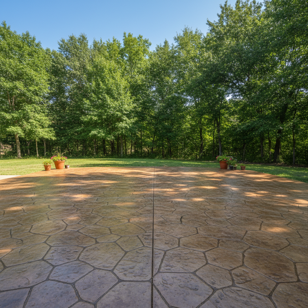 Completed stamped concrete work at a residential property in Waco, TX