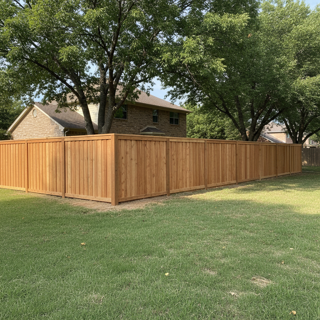 Completed wood fence installation work at a residential property in Wichita Falls, TX