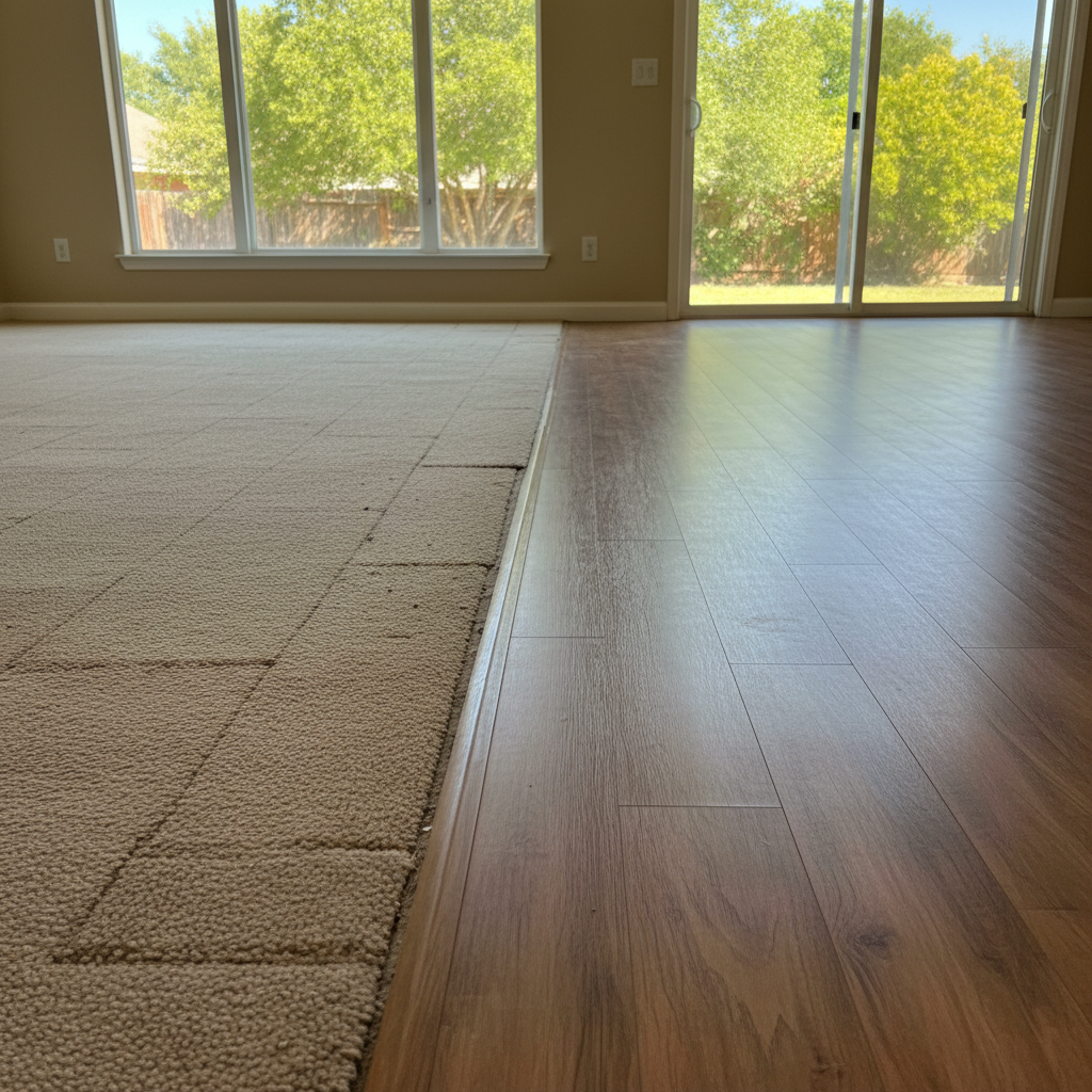 Completed laminate flooring work at a residential property in San Antonio, TX