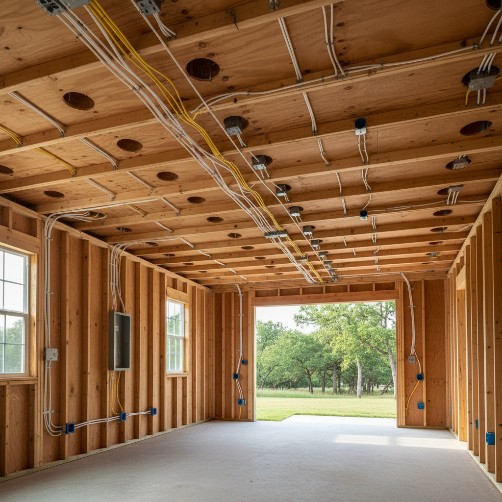 Completed electrical rough-in work at a residential property in Dallas, TX