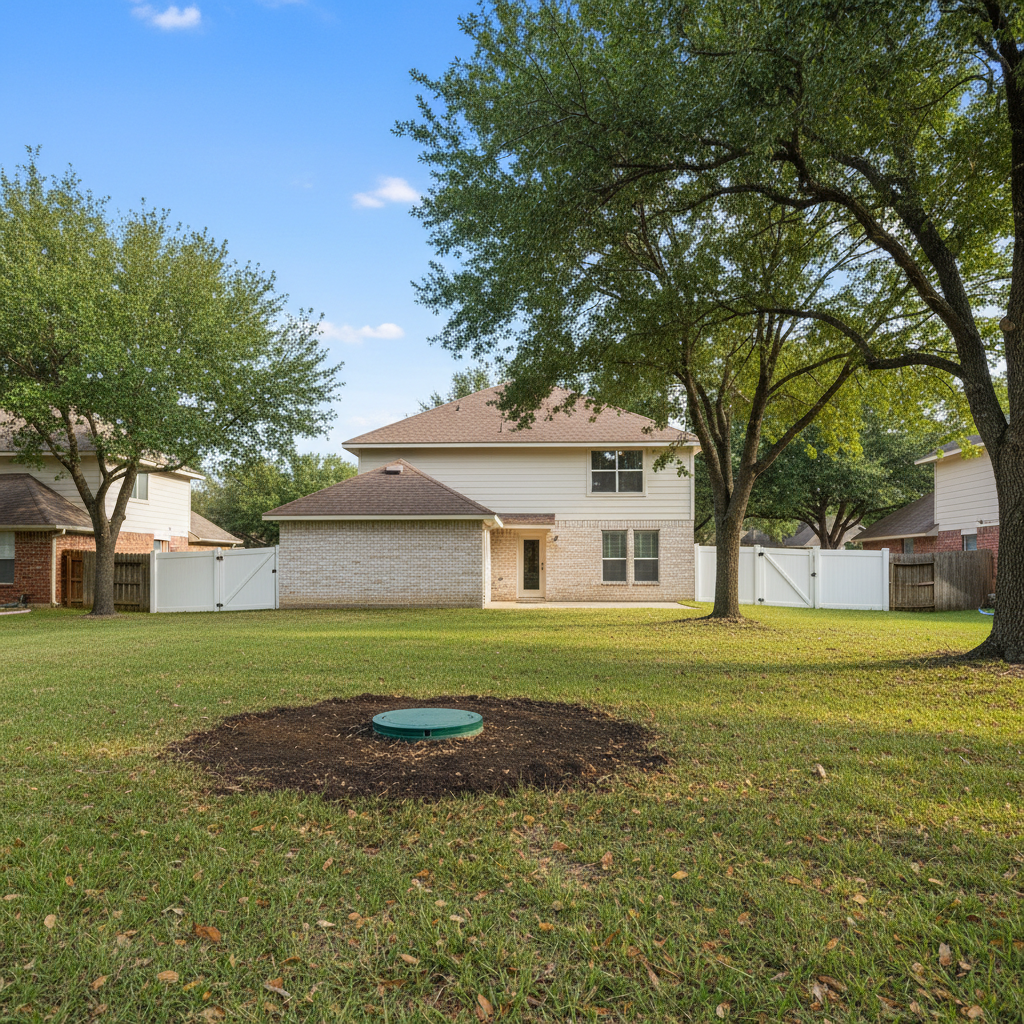 Completed emergency septic services work at a residential property in Sugar Land, TX