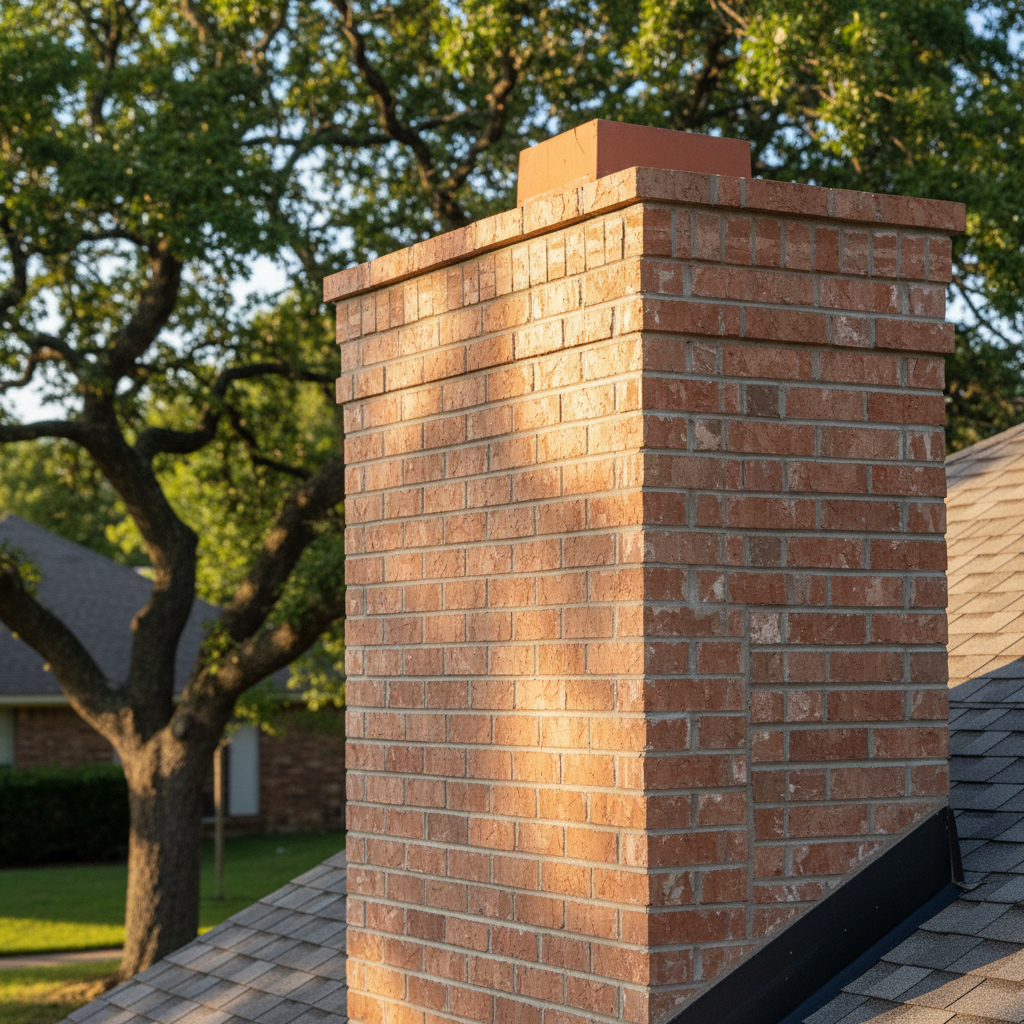 Completed chimney repair work at a residential property in Rosenberg, TX