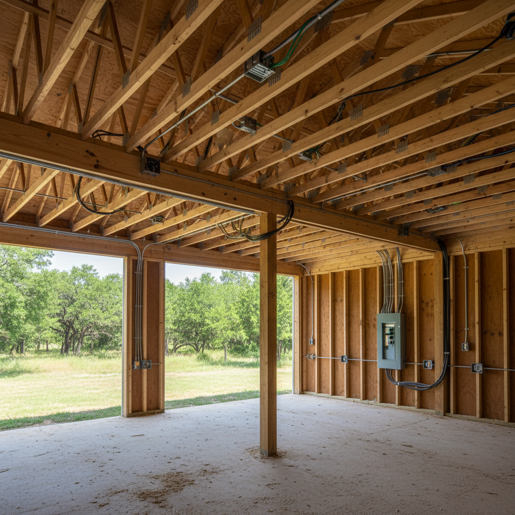 Completed electrical rough-in work at a residential property in Dallas, TX