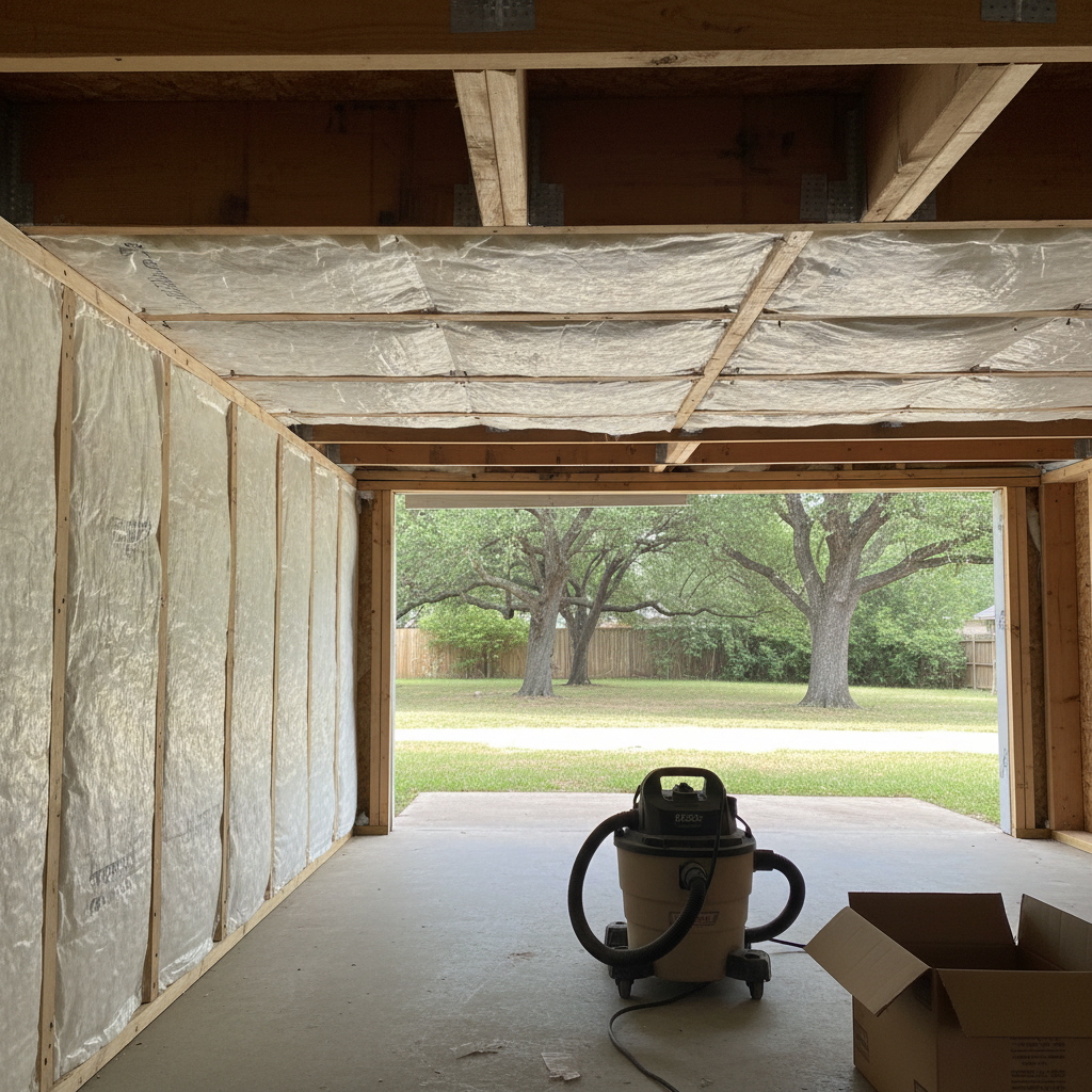 Completed crawl space insulation work at a residential property in Arlington, TX