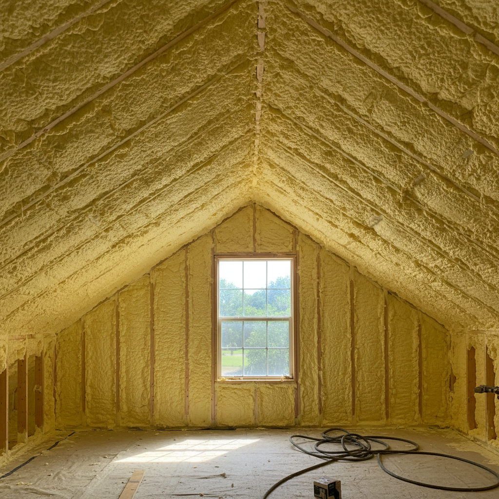 Completed closed cell spray foam work at a residential property in Dallas, TX