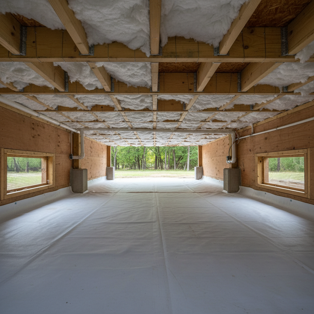 Completed crawl space insulation work at a residential property in Arlington, TX
