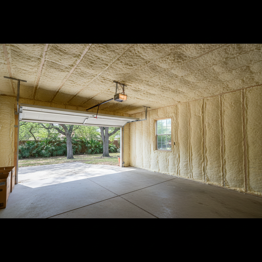 Completed garage insulation work at a residential property in Waxahachie, TX
