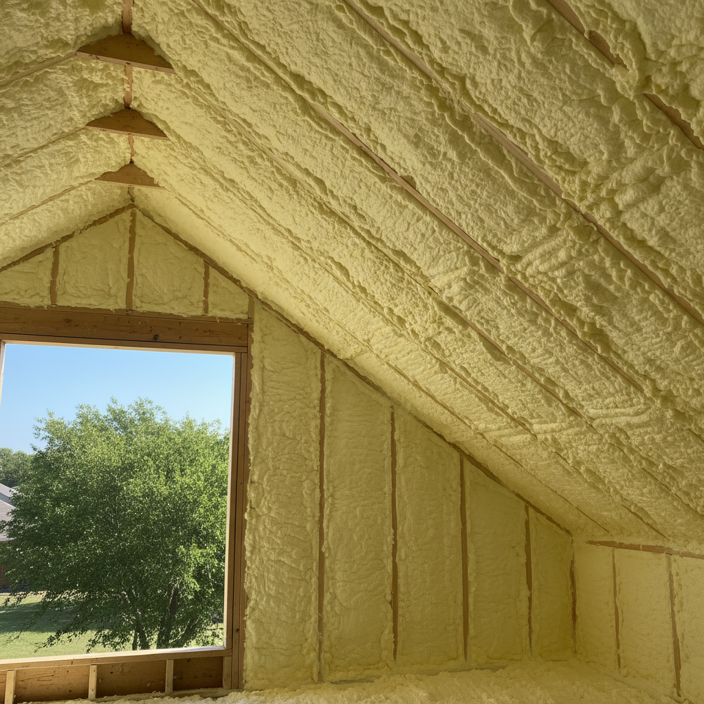 Completed open cell spray foam work at a residential property in Fort Worth, TX