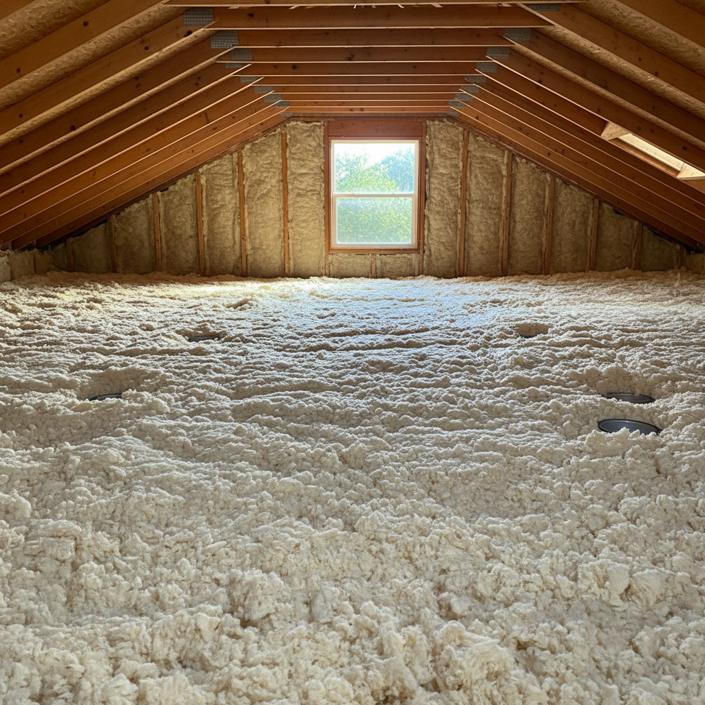 Completed attic insulation work at a residential property in Irving, TX