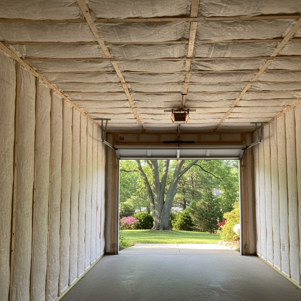 Completed garage insulation work at a residential property in Waxahachie, TX
