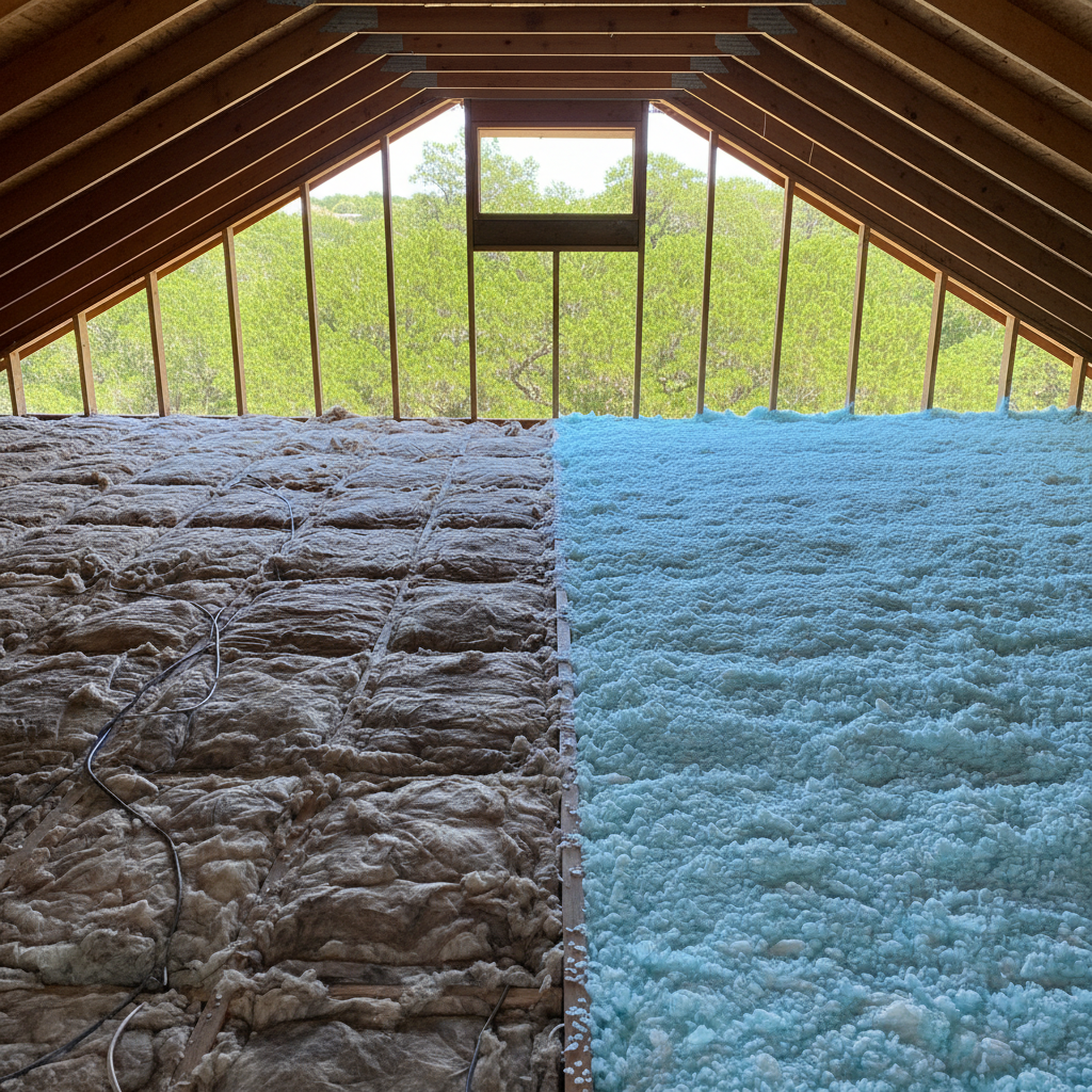 Completed blown-in insulation work at a residential property in San Antonio, TX