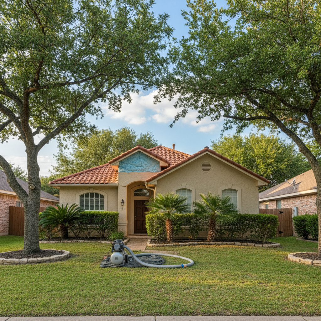 Completed blown-in insulation work at a residential property in San Antonio, TX