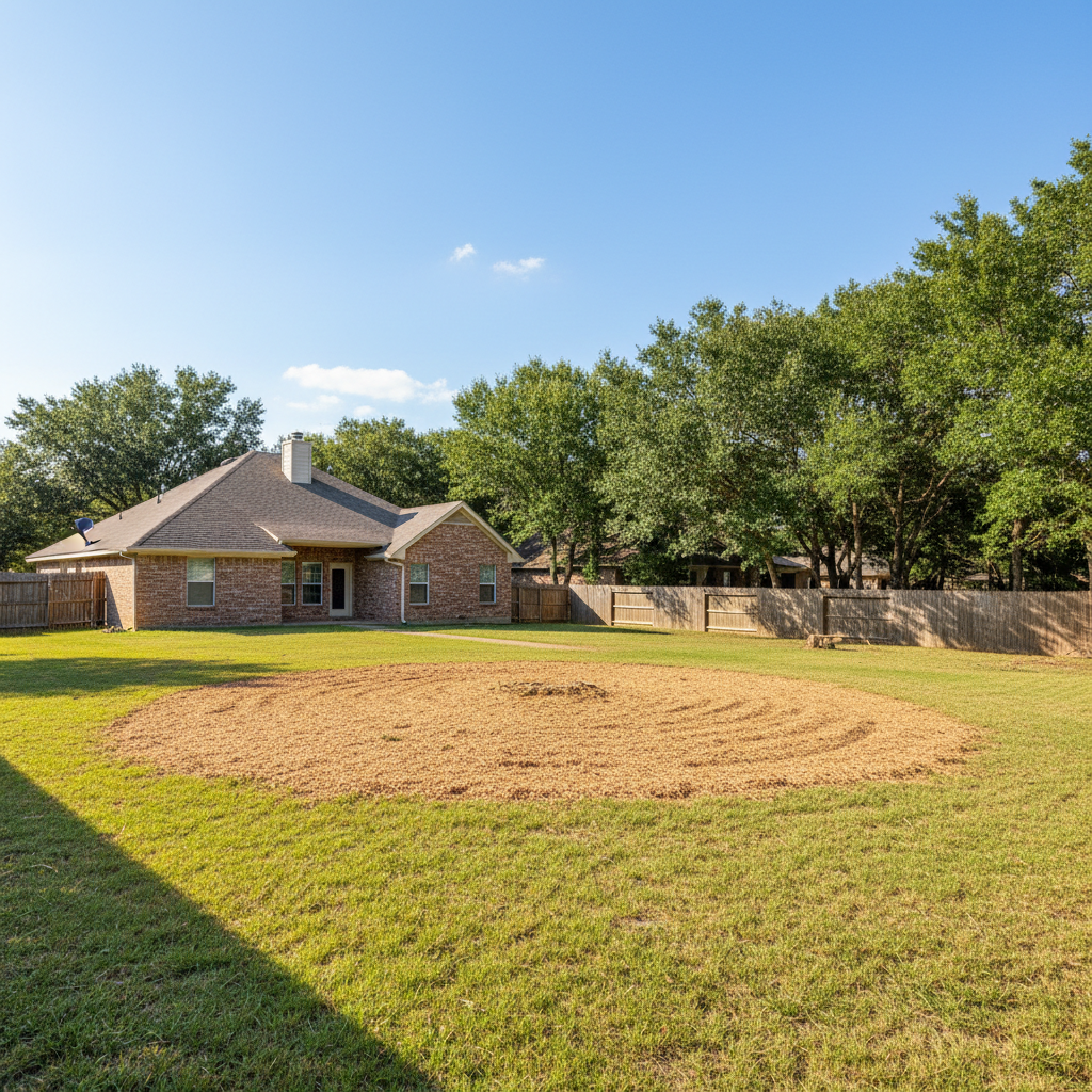 Completed tree removal work at a residential property in La Vernia, TX