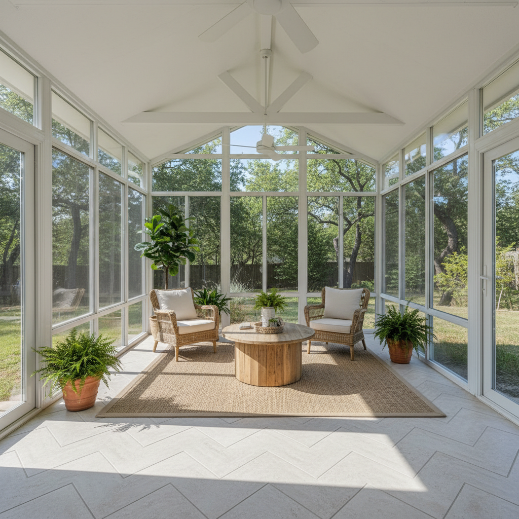 Completed sunroom design work at a residential property in Canton, TX