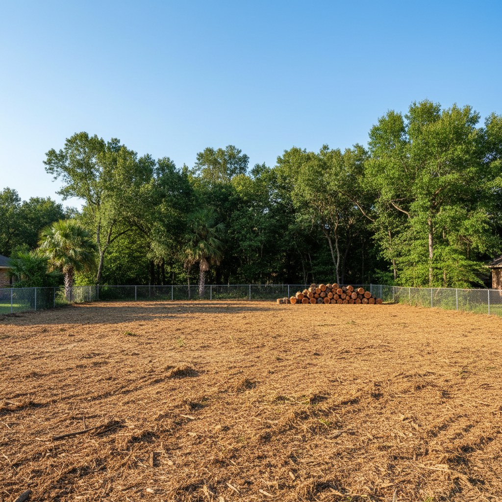 Completed lot clearing work at a residential property in Live Oak, TX