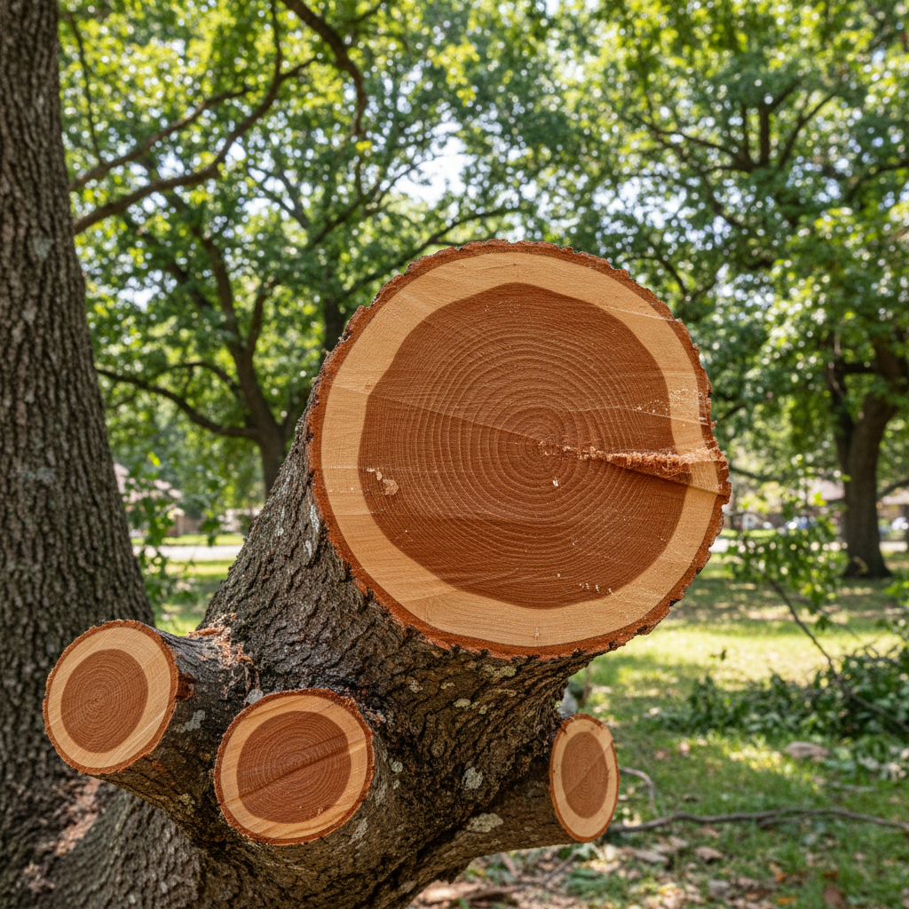 Completed tree trimming work at a residential property in Kyle, TX