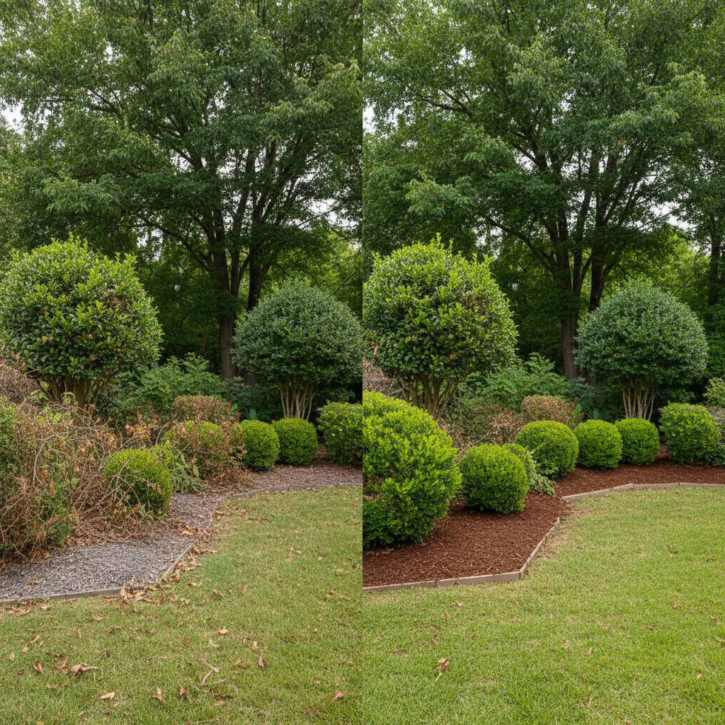 Completed shrub & bush trimming work at a residential property in La Grange, TX