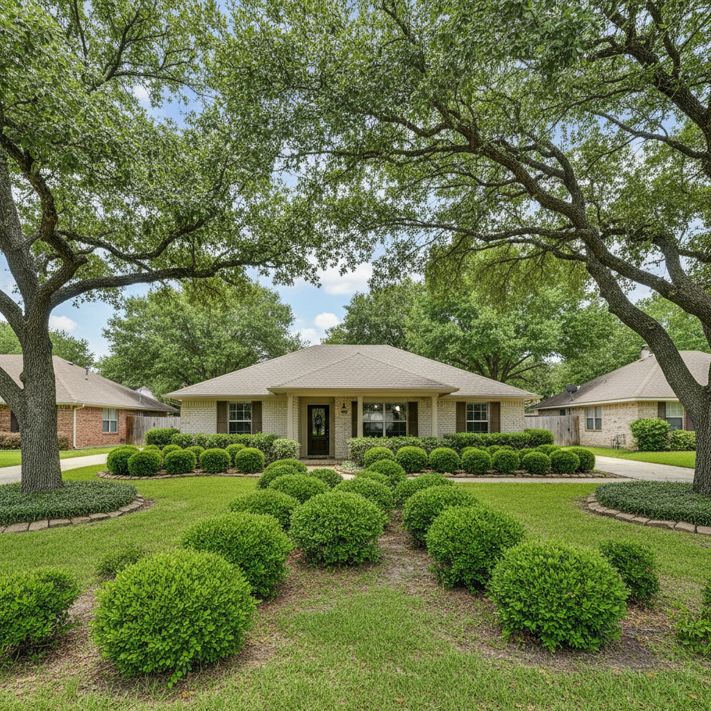Completed shrub & bush trimming work at a residential property in La Grange, TX